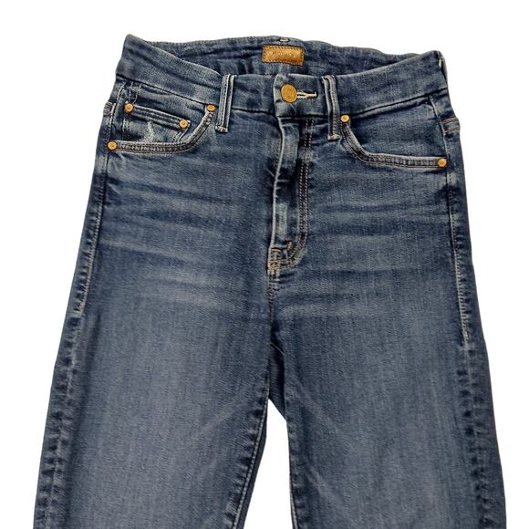 Mother High Waisted Looker Ankle Skinny Jeans Womens 23 Blue Stretch Bohemian - Picture 3 of 15